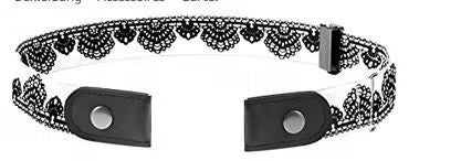Unisex Invisible Elastic Belt Fashion Simplistic TrendyShort double clause Black Short double clause Black