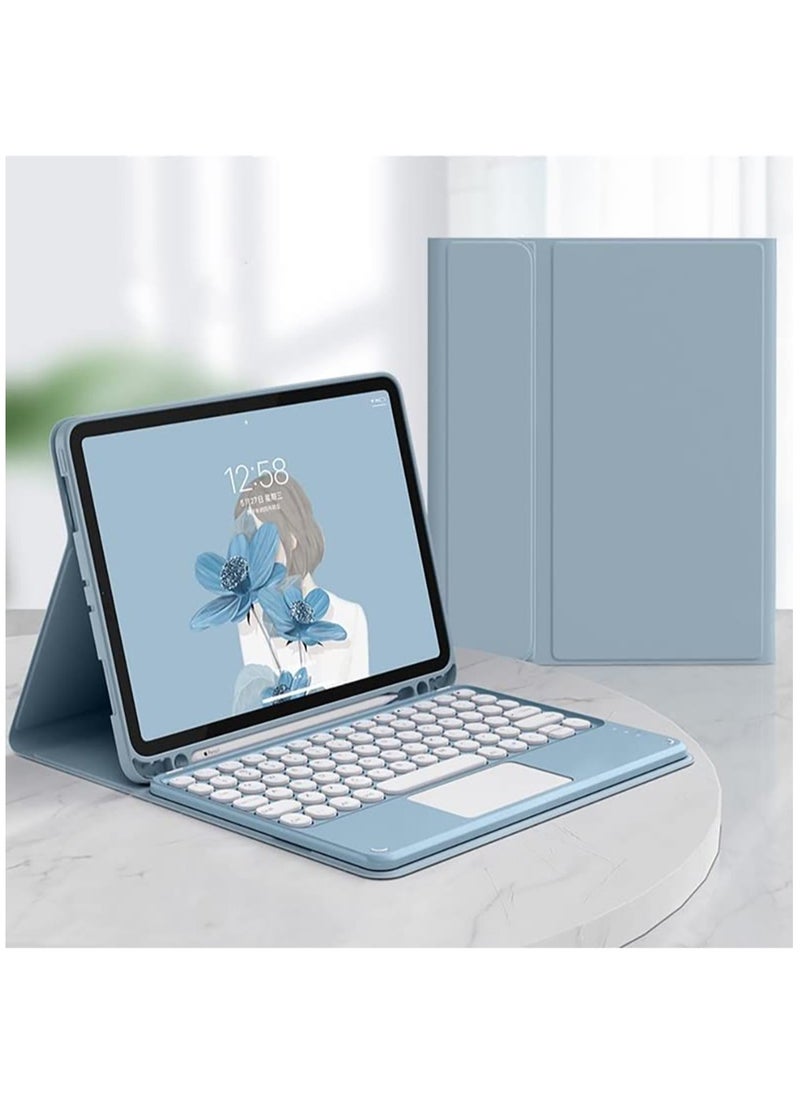Generic - iPad 10th Generation 2022 Keyboard Case with Touchpad - Cute Round Key Color Keyboard for 10.9 inch iPad 10, Detachable Slim Smart Cover with Pencil Holder (Dark Green) - Image 1