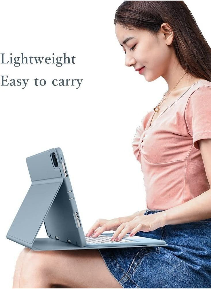 Generic - iPad 10th Generation 2022 Keyboard Case with Touchpad - Cute Round Key Color Keyboard for 10.9 inch iPad 10, Detachable Slim Smart Cover with Pencil Holder (Dark Green) - Image 1