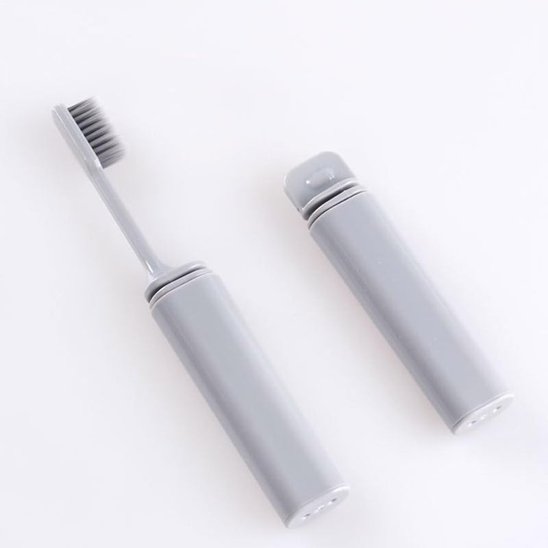 فرشاة أسنان سفر زرقاء قابلة للطي ومحمولة مع غطاء مدمج شفاف - Image 4