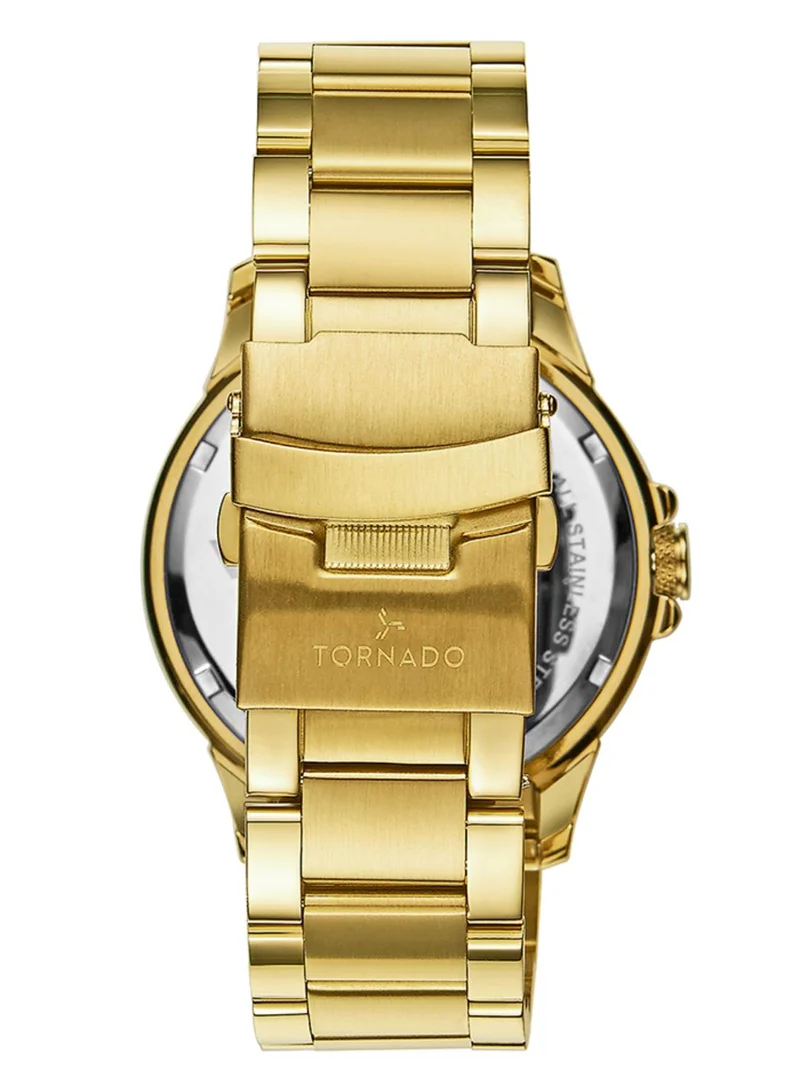 TORNADO Tornado Men's Japan Quartz Movement Watch, Multi Function Display and Stainless Steel Strap - T6107-GBGC, Gold