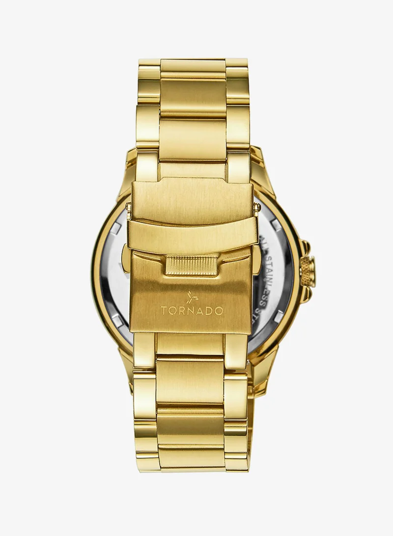 Tornado Champagne Men's Solid stainless steel with Polished outer links and brushed center links. Multi Function Watch T6107-GBGC - 45mm mm for Men | Best Price UAE