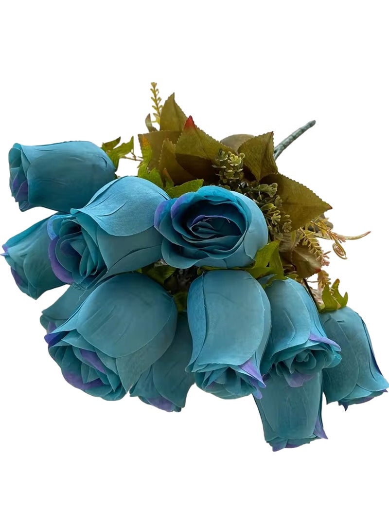 Huitich Artificial Rose Bud Wedding Decor Blue  - Image 1