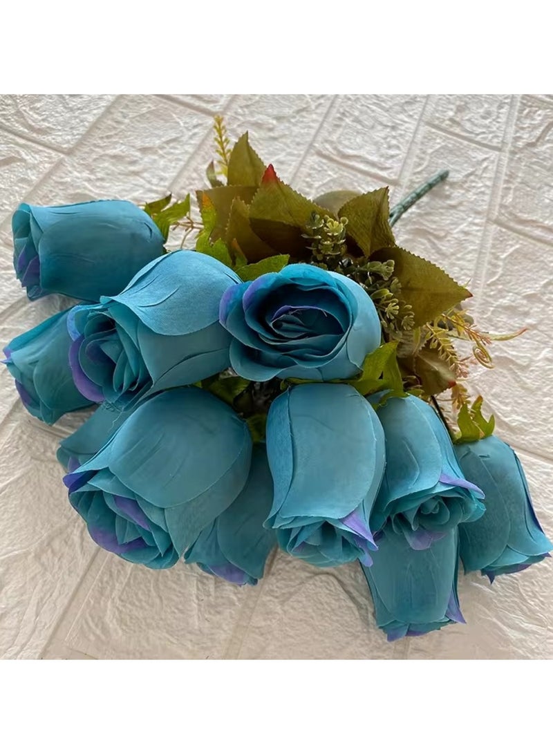 Huitich Artificial Rose Bud Wedding Decor Blue  - Image 3