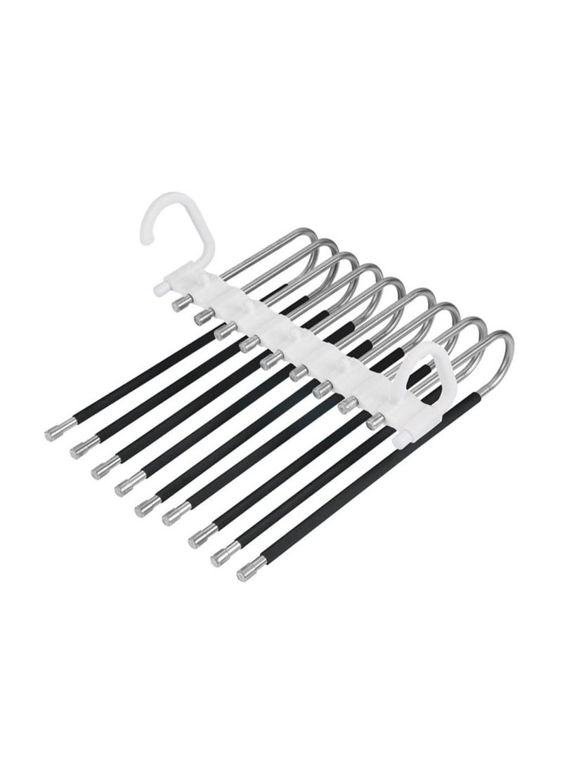 Cool Baby COOLBABY Pants Hangers, 9 Layer Collapsible Trousers Non Slip Stainless Steel Multifunctional Rack Closet Organizer for Slack Scarf Jeans Black  - Image 1
