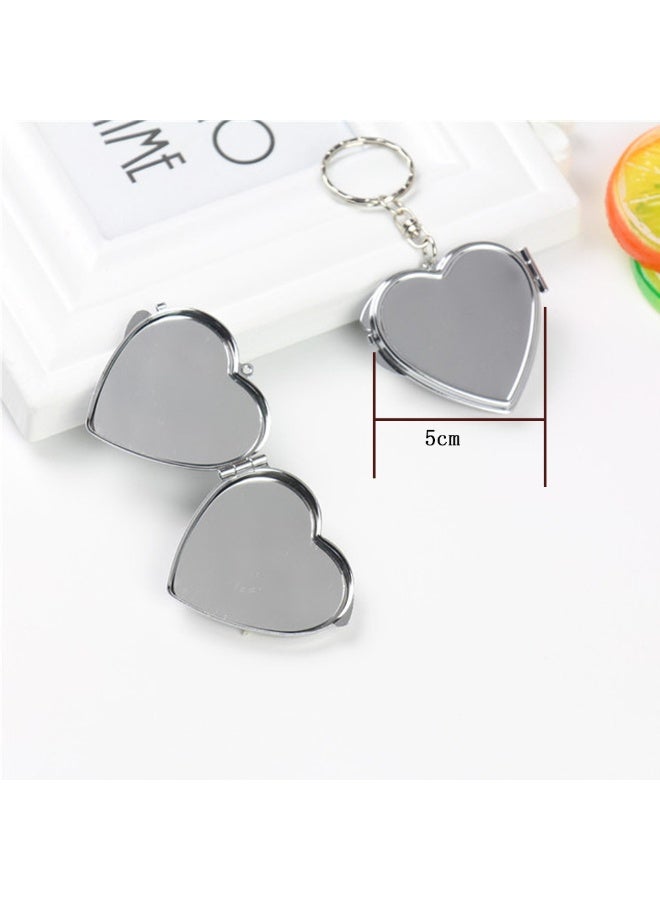 سونسر مرآة معدنية قابلة للطي على شكل قلب مع سلسلة مفاتيح مرآة جيب صغيرة للسفر - Image 2