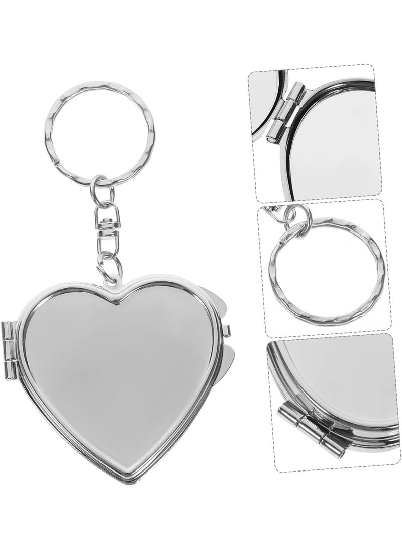 سونسر مرآة معدنية قابلة للطي على شكل قلب مع سلسلة مفاتيح مرآة جيب صغيرة للسفر - Image 3