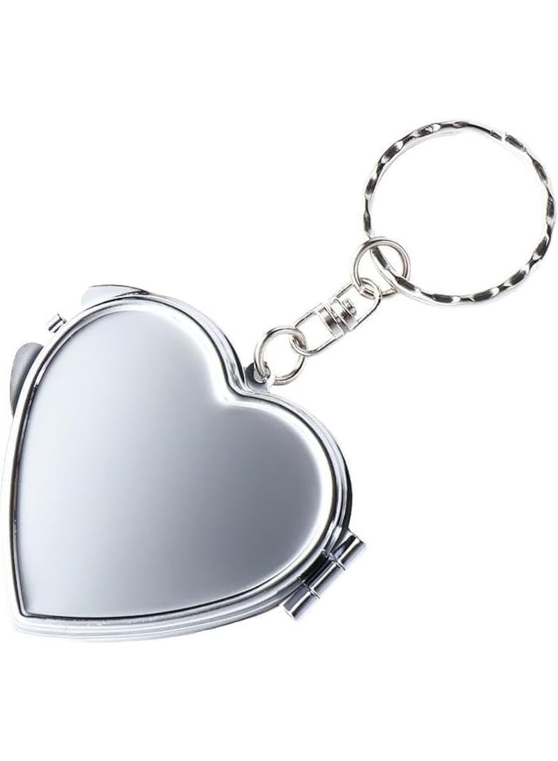 سونسر مرآة معدنية قابلة للطي على شكل قلب مع سلسلة مفاتيح مرآة جيب صغيرة للسفر - Image 1