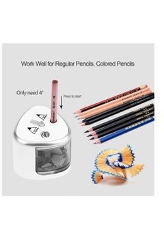Y&D Electric Pencil Sharpener for Colored Pencils, Battery Operated Sharpeners No.2 and 6-12mm Double Hole Office School Artists Adults Kids Use (Silver)  - Image 3
