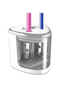 Y&D Electric Pencil Sharpener for Colored Pencils, Battery Operated Sharpeners No.2 and 6-12mm Double Hole Office School Artists Adults Kids Use (Silver)  - Image 1