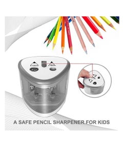 Y&D Electric Pencil Sharpener for Colored Pencils, Battery Operated Sharpeners No.2 and 6-12mm Double Hole Office School Artists Adults Kids Use (Silver)  - Image 4