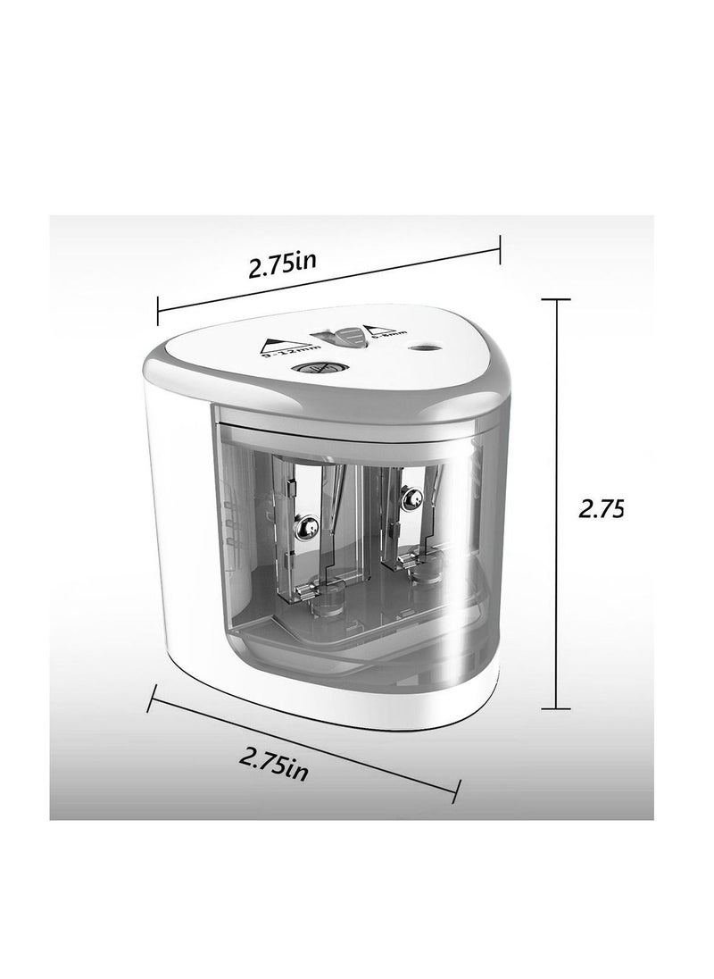 Y&D Electric Pencil Sharpener for Colored Pencils, Battery Operated Sharpeners No.2 and 6-12mm Double Hole Office School Artists Adults Kids Use (Silver)  - Image 2