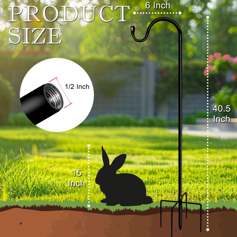 GATSUNS Shepherds Hooks for Outdoor 42 Inch Garden Bird Feeder Pole with 5 Prongs Base Adjustable for Hanging Flower Basket Plant Pot Solar Lantern Light Wind Chime Hanger for Wedding Decor 1 Pack - Image 4