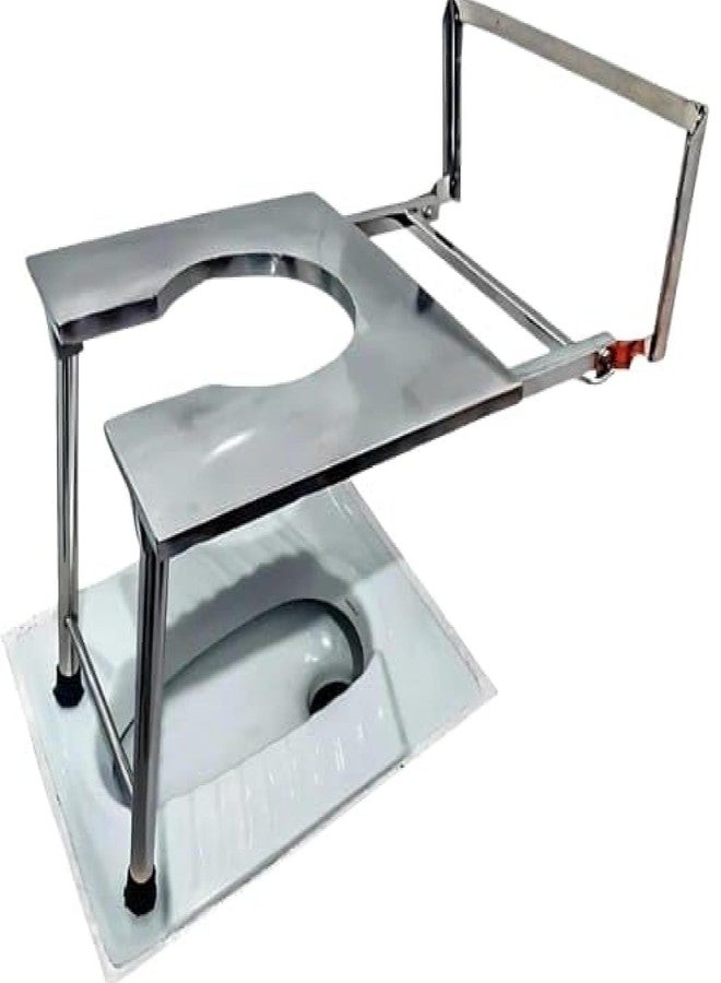 SR BIOTECH Stainless Steel Wall Mount Commode Stool For Men & Women,Commode Chair for Indian Toilet, for Adults with Knee and Back Pain,For Elderly Disabled And Pregant Women Support - Image 1
