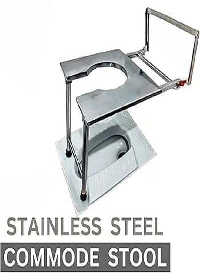 SR BIOTECH Stainless Steel Wall Mount Commode Stool For Men & Women,Commode Chair for Indian Toilet, for Adults with Knee and Back Pain,For Elderly Disabled And Pregant Women Support - Image 3