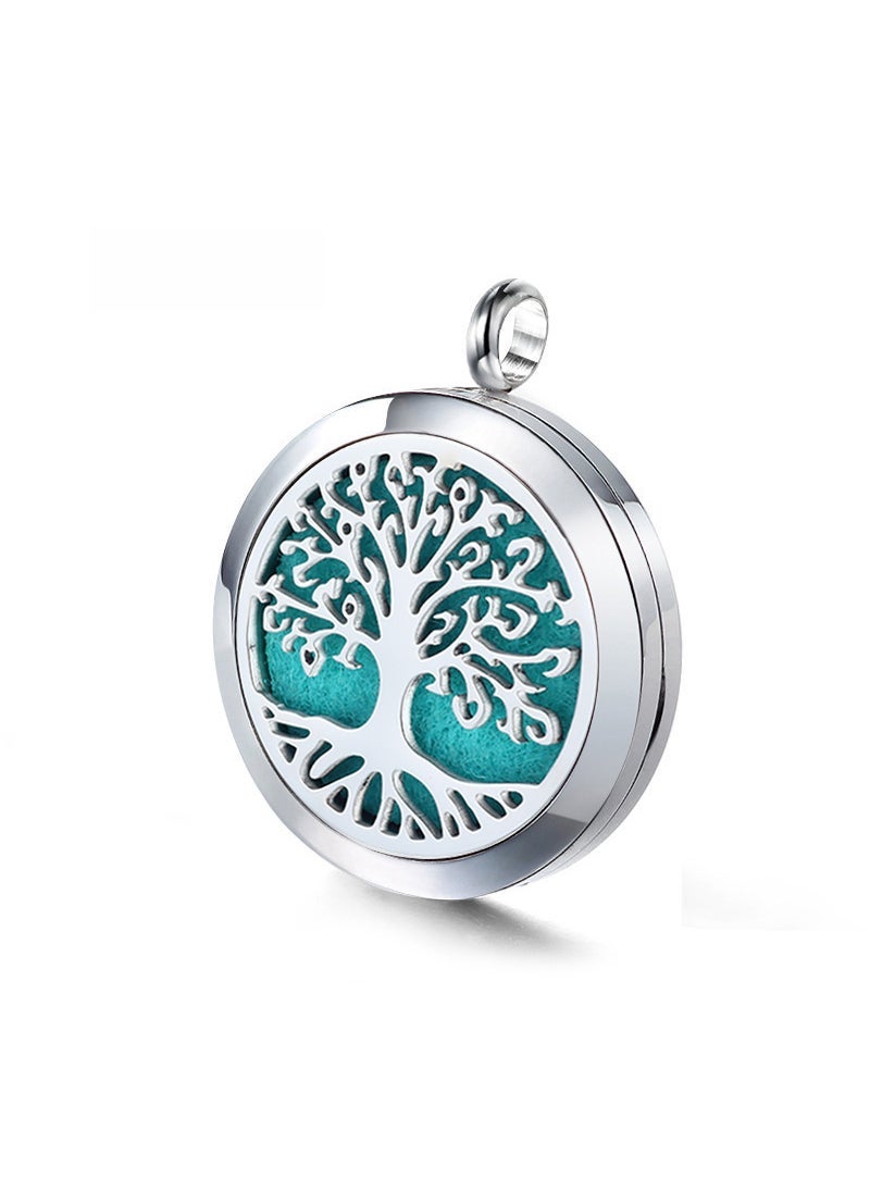 Life Tree Pendant Aromatherapy Locket Necklace 30mm steel color