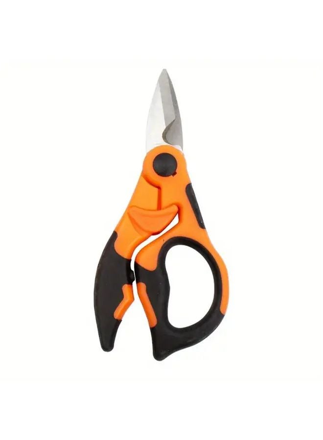 Red Black Handle Dual Ribbon Buckle Spring Electrician Scissors Rotatable Fishing Scissors Multi Purpose Durable Synthetic Rubber Grip - Image 3