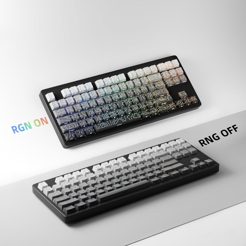 FunHub Shine Through PBT Keycaps - Black Double Shot Side Printed Backlit Keycaps Set 133 Keys 60% 65% 75% 100% Cherry Profile,Gradient Topographic Custom Key Caps for MX Switch Gaming Keyboards - Image 5