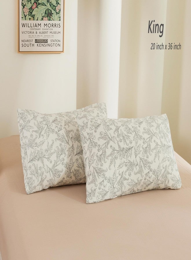 ECOCOTT 2 Pack Pillowcase King Size, Vintage Floral Pillow Cases Set - 100% Cotton Pillow Covers with Envelope Closure (King, 20"x36") - Image 2