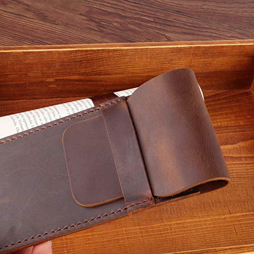 Jurxy Leather Pen Case Holder Handmade Fountain Multi Pens Pouch Crazy Horse Leather Pen Protective Sleeve Cover – Brown - Image 5