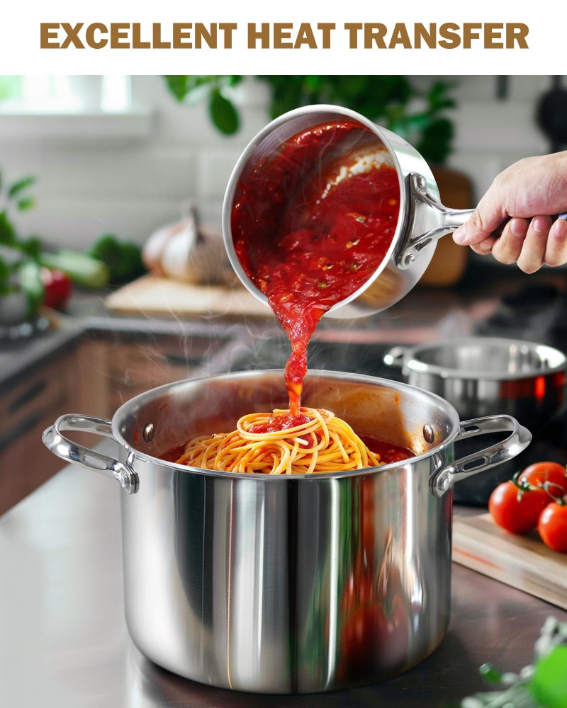 Cooks Standard Stainless Steel Saucepan Set 1.5 and 3 Quart, Multi-Ply Clad Sauce Pot With Glass Lid, Silver - Image 5