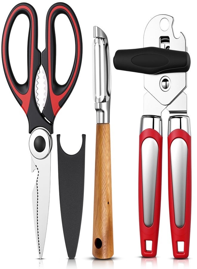 Leriton Left Handed Kitchen Scissors Shears Can Opener and Peeler Set Left Handed Kitchen Tools Utensils for Adults Women Men - Image 1