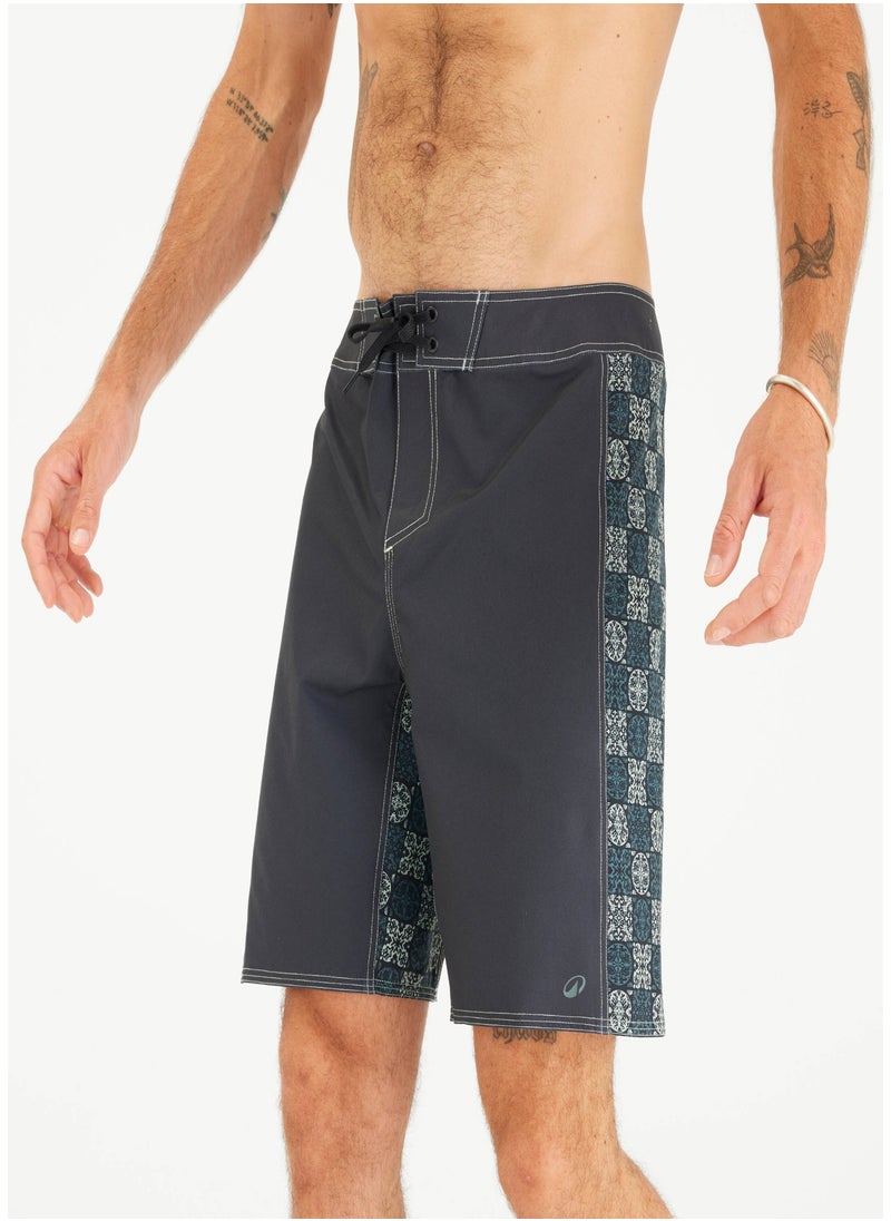 OLAIAN OLAIAN by DECATHLON, Men’s Boardshorts Surf 500 19_QUOTE_ Long - Arch Taow Black  - Image 1