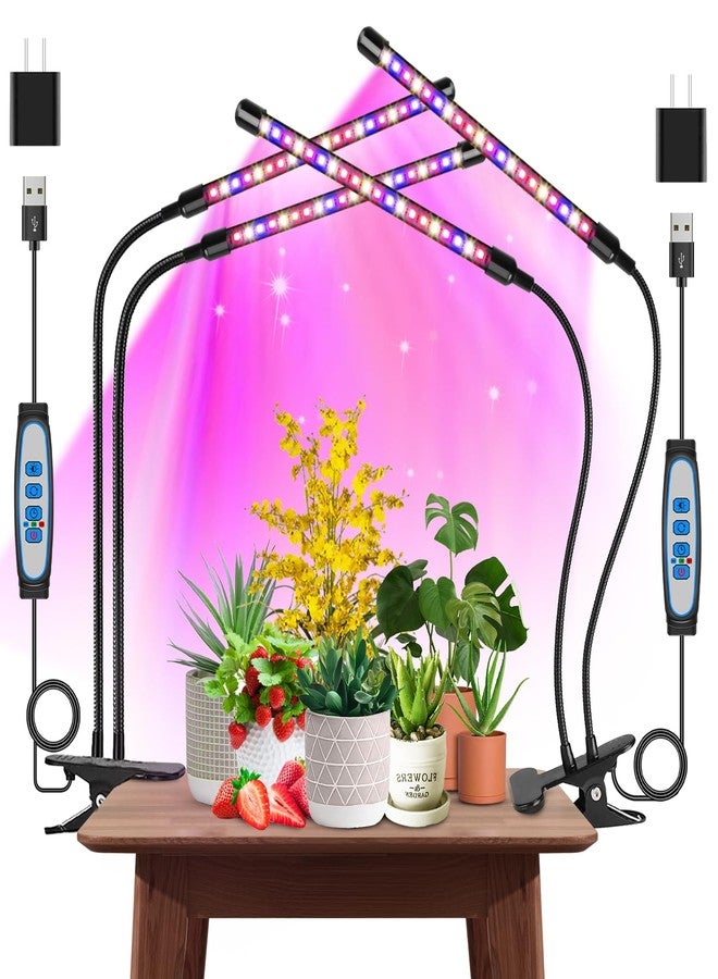 Garpsen Grow Lights for Indoor Plants, 2PCS 2 Heads Full Spectrum Led Grow Lights for Seed Starting, 80 LEDs Plant Grow Light, with Auto ON/Off 6/12/16H Timer, 5 Dimmable Levels (460nm/660nm/3000K) - Image 1