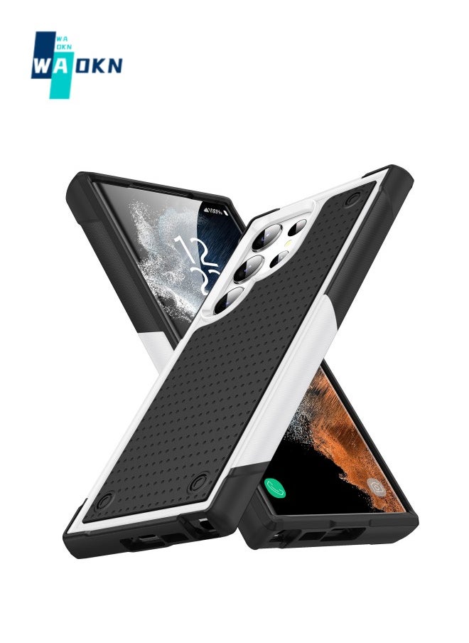 WAOKN Mobile Phone Case Specially Designed for Samsung Galaxy S23 Ultra Series, Super Anti-fall and Wear-resistant Protective Case, Frosted Surface Protective Case (White and Black)  - Image 1