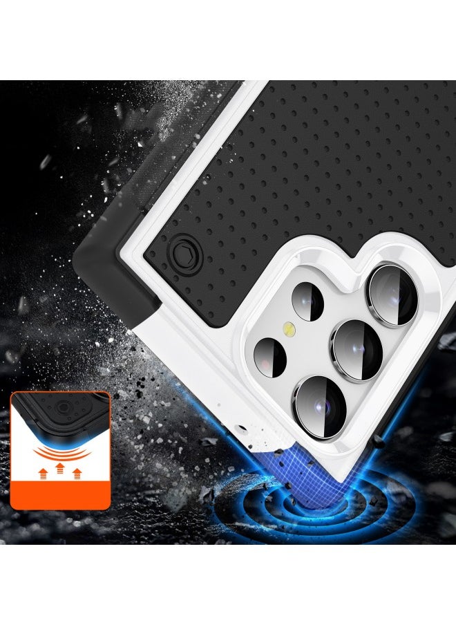 WAOKN Mobile Phone Case Specially Designed for Samsung Galaxy S23 Ultra Series, Super Anti-fall and Wear-resistant Protective Case, Frosted Surface Protective Case (White and Black)  - Image 3