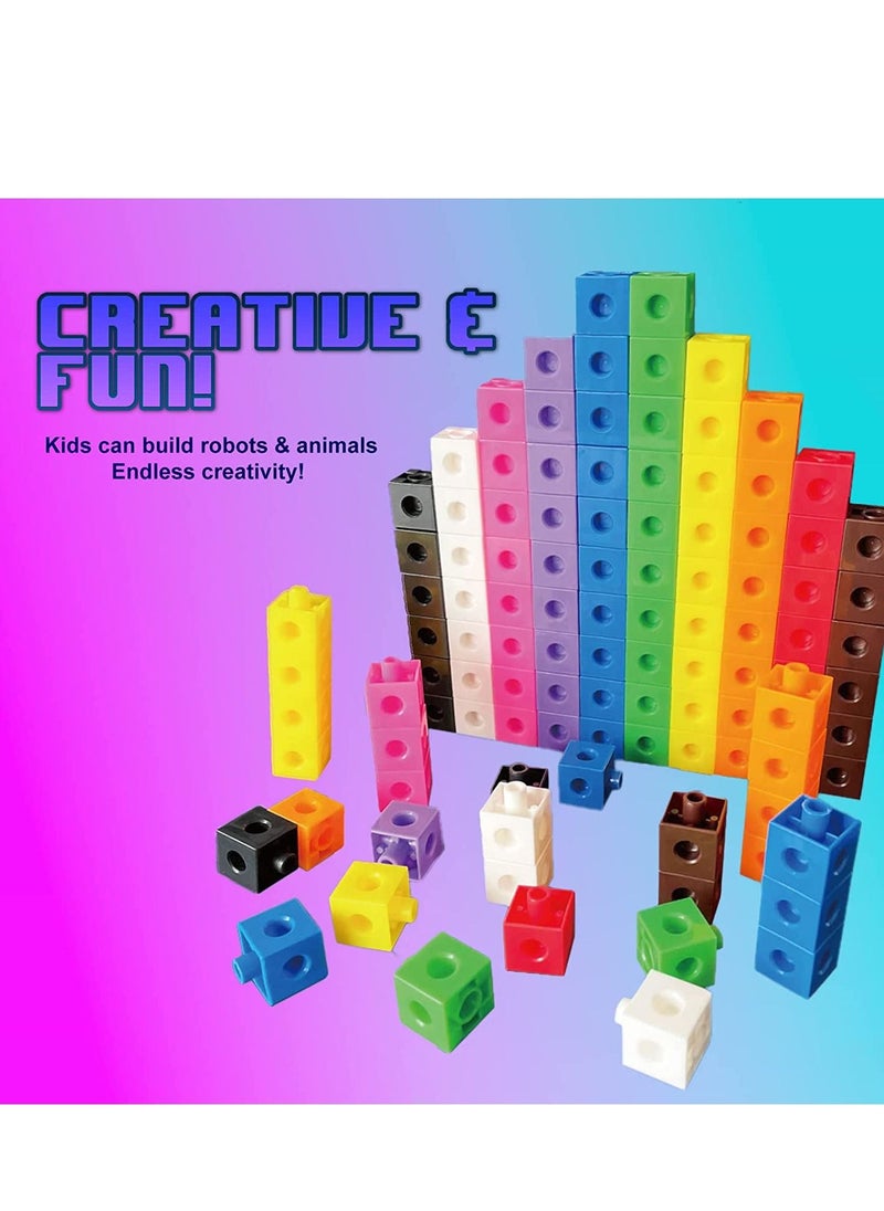 Dubkart - Math Cubes for Kids - Kindergarten Math Games - Snap Cubes Counting Blocks for Math - Math Linking Cubes Counting Cubes for Kids - Math Manipulatives 1st Grade - 10 Colors, 100 Cubes - Image 1