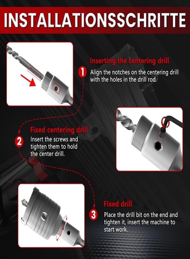 CSOOM Concrete Hole Saw 2-31/32" (68mm) with 220mm SDS Plus Shank Connecting Rod, Carbide Cement Hole Saw for Concrete Cement, Brick Wall Stone - Image 5