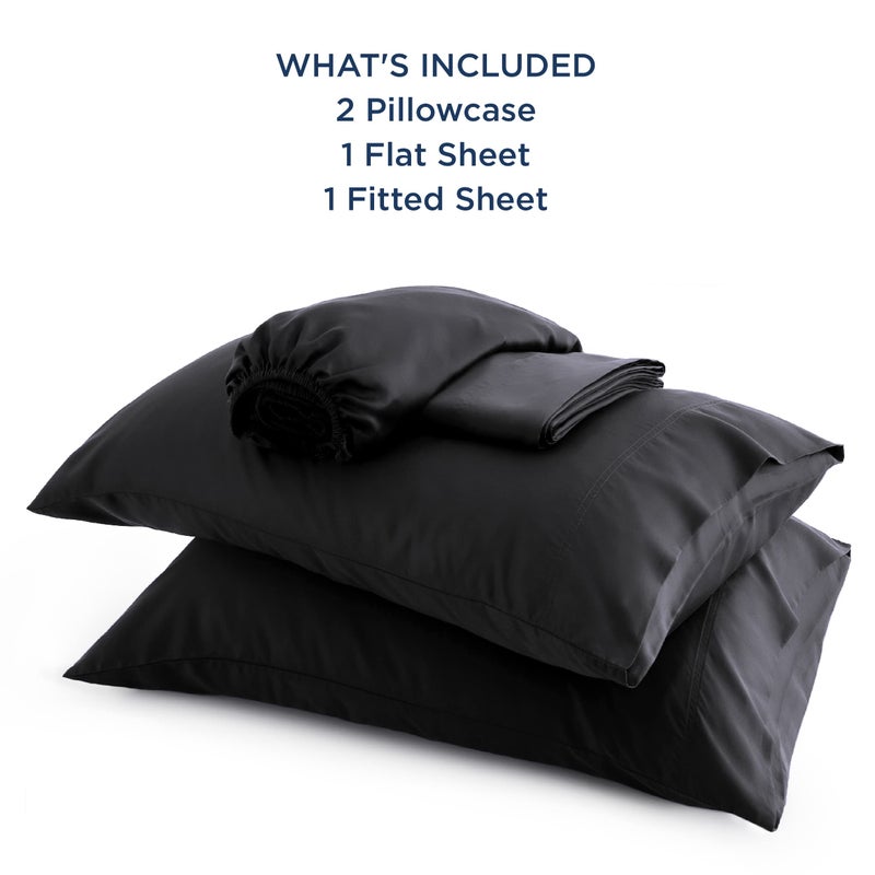 Bedsure Bedsure Queen Sheets, Rayon Derived from Bamboo, Queen Cooling Sheet Set, Deep Pocket Up to 16", Breathable & Soft Bed Sheets, Hotel Luxury Silky Bedding Sheets & Pillowcases, Black  - Image 5