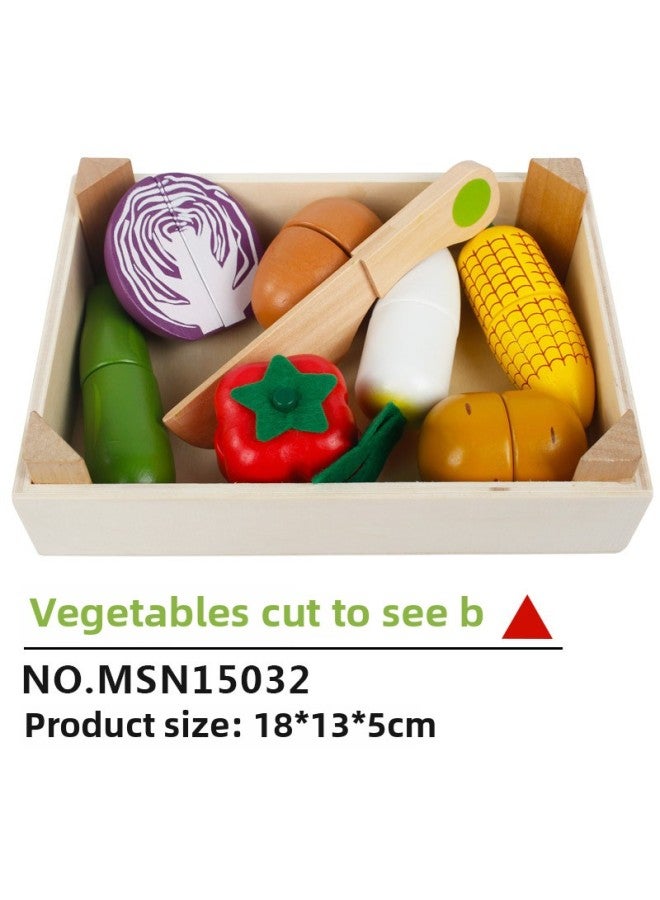 Young Music Than Wooden Early Education Play House Toys Simulation Fruit Cut To See The Game Vegetables Cut To Play Wholesale-Color:Vegetables Cut To See B - Image 1