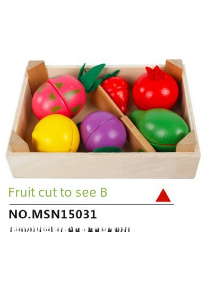 Young Music Than Wooden Early Education Play House Toys Simulation Fruit Cut To See The Game Vegetables Cut To Play Wholesale-Color:Vegetables Cut To See B - Image 3