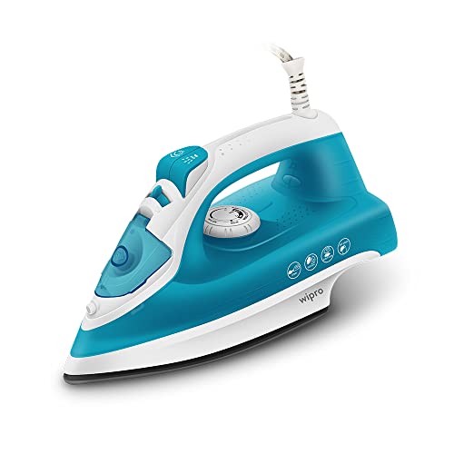 Wipro Vesta 1380 watts Mini Plastic Steam Iron for Travel,Smart light sensor, 250ml Water Tank, Self Cleaning, 20g/min Steam,Vertical & Horizontal Steaming, .8g/steam shot burst,2 Year Warranty,Blue - Image 1