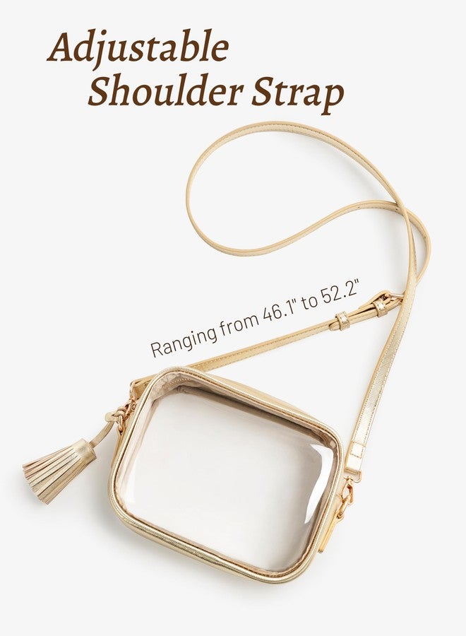 Yarnic Clear Bag Stadium Approved, PVC Clear Crossbody Purse Small Clear Crossbody Bag with Adjustable Shoulder Strap (Gold) - Image 5