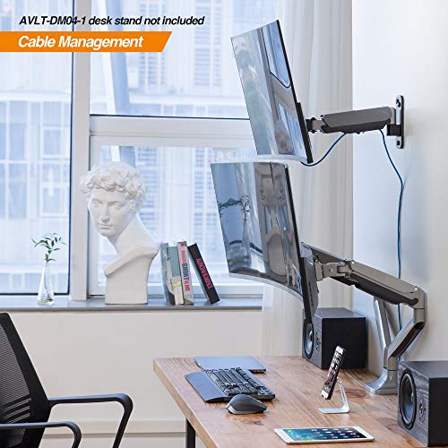 AVLT Single 32" Monitor Wall Mount - Fits One Flat/Curved Monitor, Full Motion Height Swivel Tilt Rotation Adjustable Arm - VESA/Cable Management - Image 5