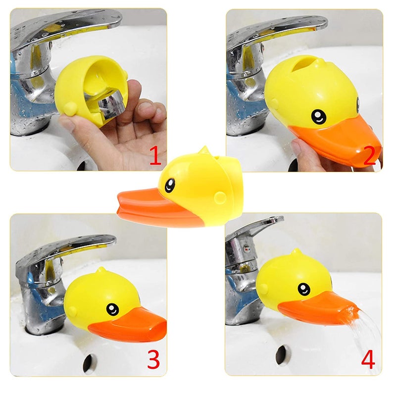 EVSOFMLF Faucet Extender for Kids, EVSOFMLF 3Pcs Faucet Cover Cartoon Faucet Extender Sink Hand Extender Washing for Children, Toddler, Baby Fun and Safe (Blue Dolphi, Yellow Duck, Pink Elephant) - Image 3