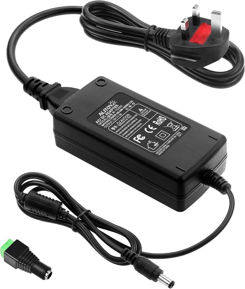 ALITOVE محول طاقة DC 12V 5A، محول محول تيار متردد 100-240 فولت مع مقبس خرج تيار مستمر 5.5x2.5 مم لوحدة ضوء شريط LED 5050 3528 - Image 1