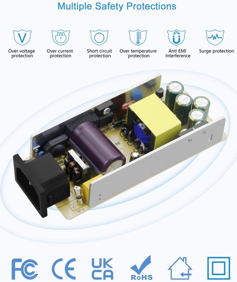 ALITOVE محول طاقة DC 12V 5A، محول محول تيار متردد 100-240 فولت مع مقبس خرج تيار مستمر 5.5x2.5 مم لوحدة ضوء شريط LED 5050 3528 - Image 5