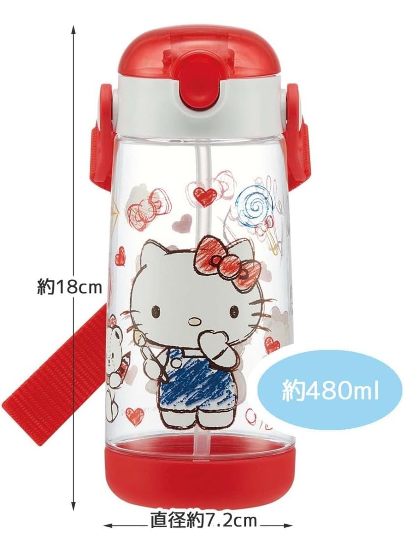 هالو كيتي زجاجة ماء للأطفال مع زجاجة شفافة من القش 16.2 أونصة سائلة 480 مل من السيليكون للفتيات - Image 4