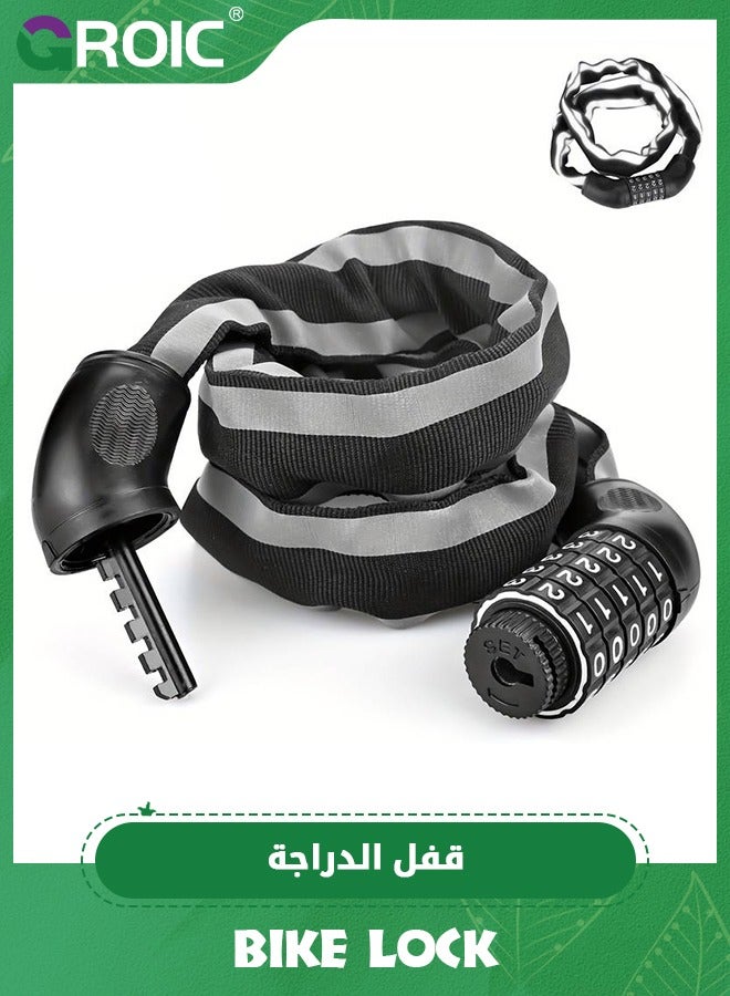 GROIC Bike Chain Lock 2.95Ft Heavy Duty Bike Lock Anti-Theft Bicycle Chain Lock, High Security 5 Digit Resettable Combination Coiling Bicycle Lock, Bicycle Chain Lock with reflective strips - Image 1