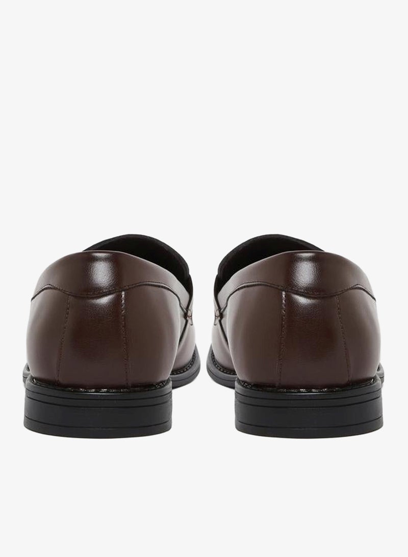 Styli Men Brown Leather Formal Loafers - Image 3