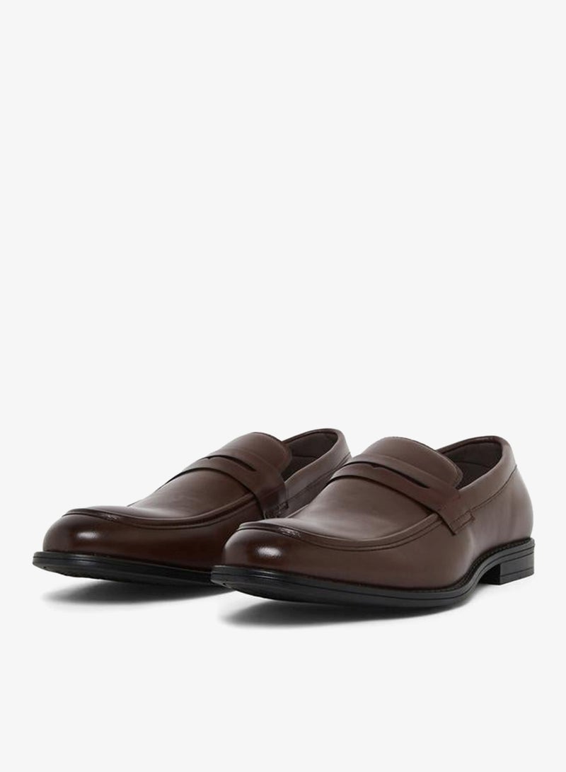 Styli Men Brown Leather Formal Loafers - Image 1