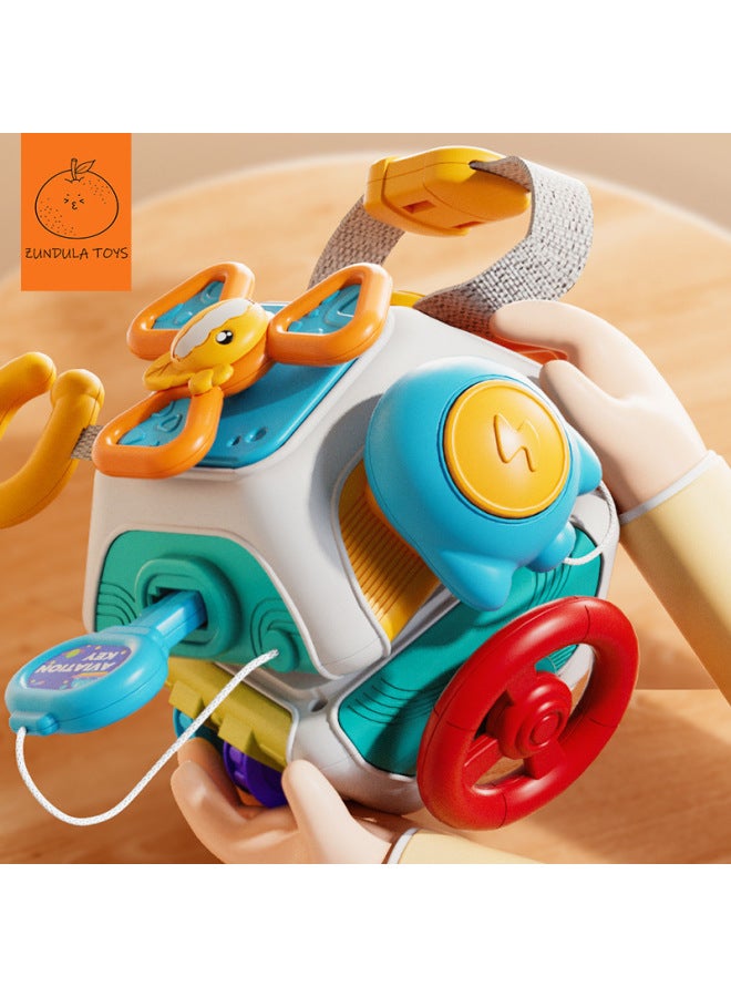 Montessori Early Education Hexahedron Toys 0 To 3 Years Old Baby Grasping Press Training Baby Puzzle Multi-functional Busy Ball-Color:【Four Sides】 Rubik's Cube Moving Music - Image 2