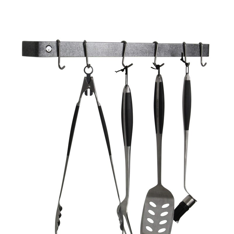 Enclume Premier 24Inch Utensil Bar Wall Pot Rack Hammered Steel
