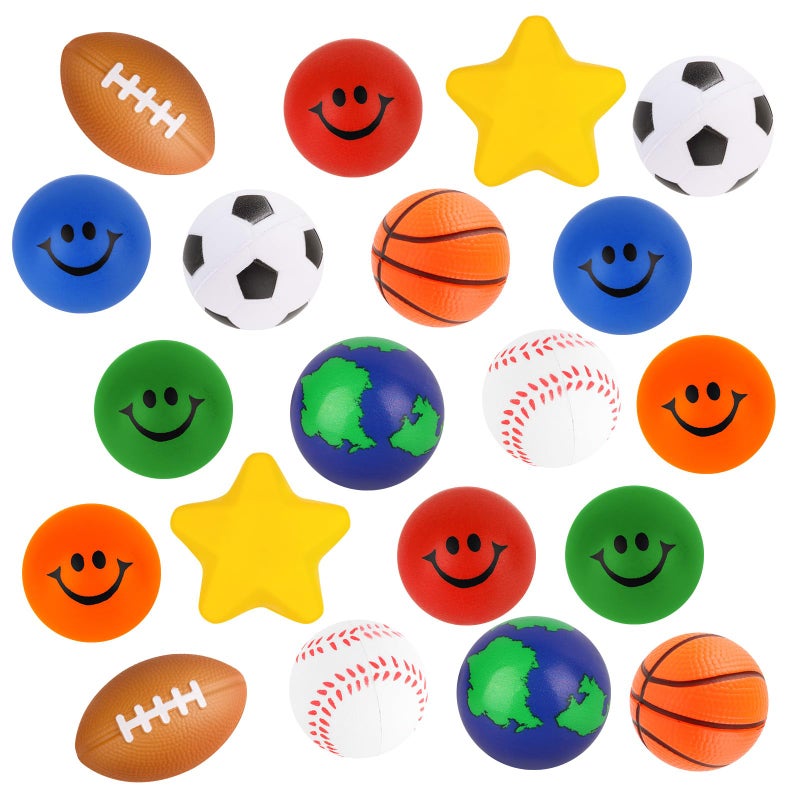 Atiloy 20 Packs Mini Stress Balls for Kids Mini Sport Baseball Basketball Football Soccer Earth Yellow Faom Ball Small Stress Squeeze Anxious Balls for Kids Adults School Classroom Reward Office Carnival - Image 3