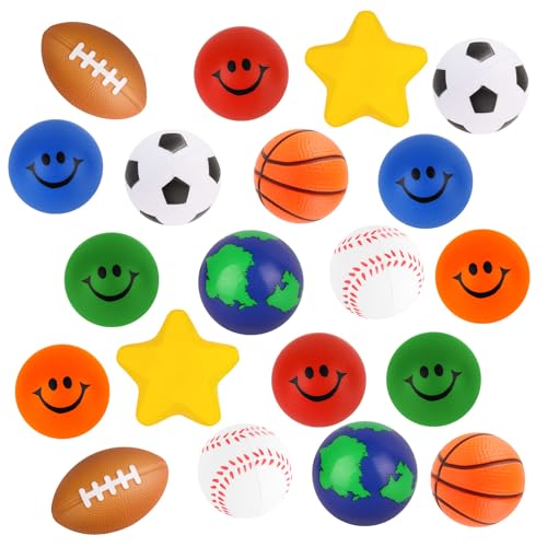 Atiloy 20 Packs Mini Stress Balls for Kids Mini Sport Baseball Basketball Football Soccer Earth Yellow Faom Ball Small Stress Squeeze Anxious Balls for Kids Adults School Classroom Reward Office Carnival - Image 1