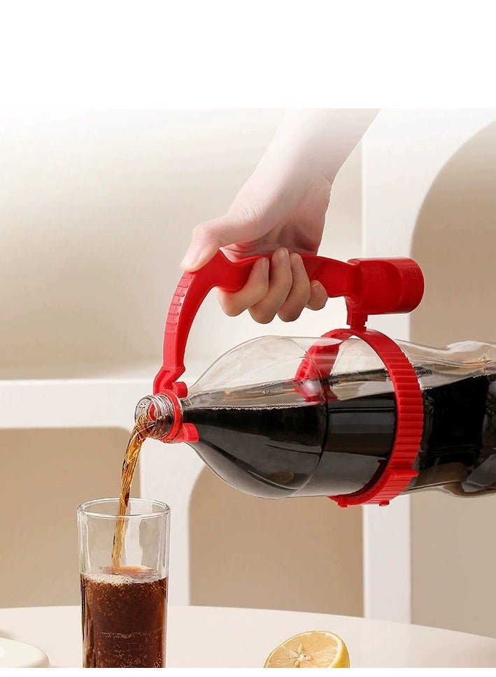 Red Plastic Bottle Handle – Ergonomic Pour Grip, Anti‑Collapse, Built‑in Opener, Universal Fit - Image 1